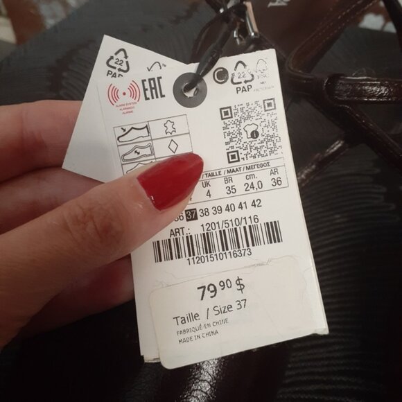 Zara NWT Genuine Leather Chocolate Brown Heels - Picture 9 of 16